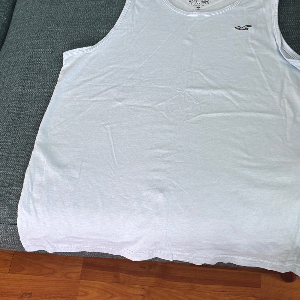 Hollister Pale Blue Cotton Tank with Logo